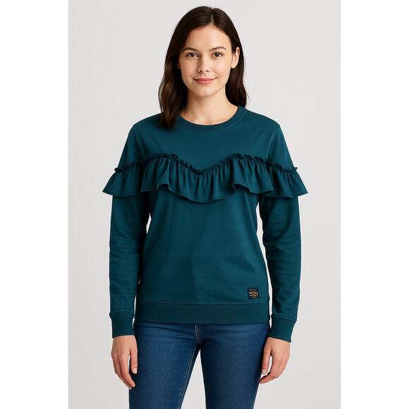 U.S. Polo Assn. Sweaters - U.S. Polo Assn Teal Ruffle Sweatshirt XL NWT
